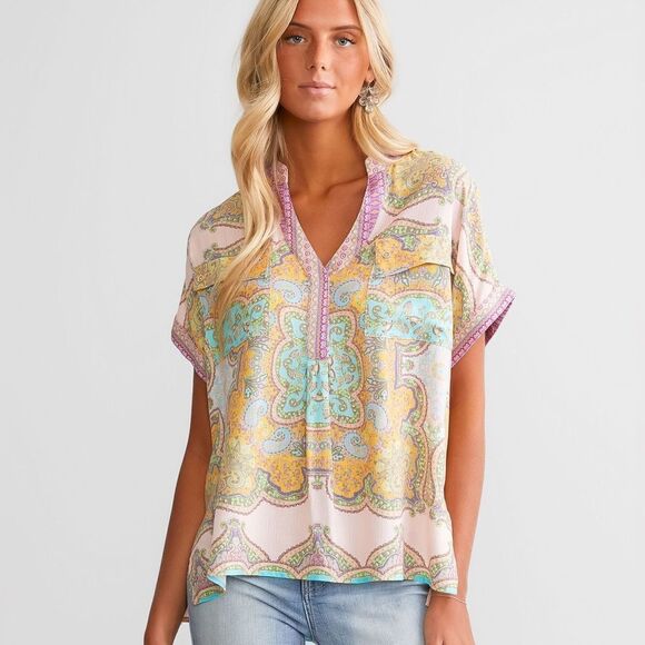 Daytrip Notch Neck Top Paisley S NWT - Picture 1 of 6